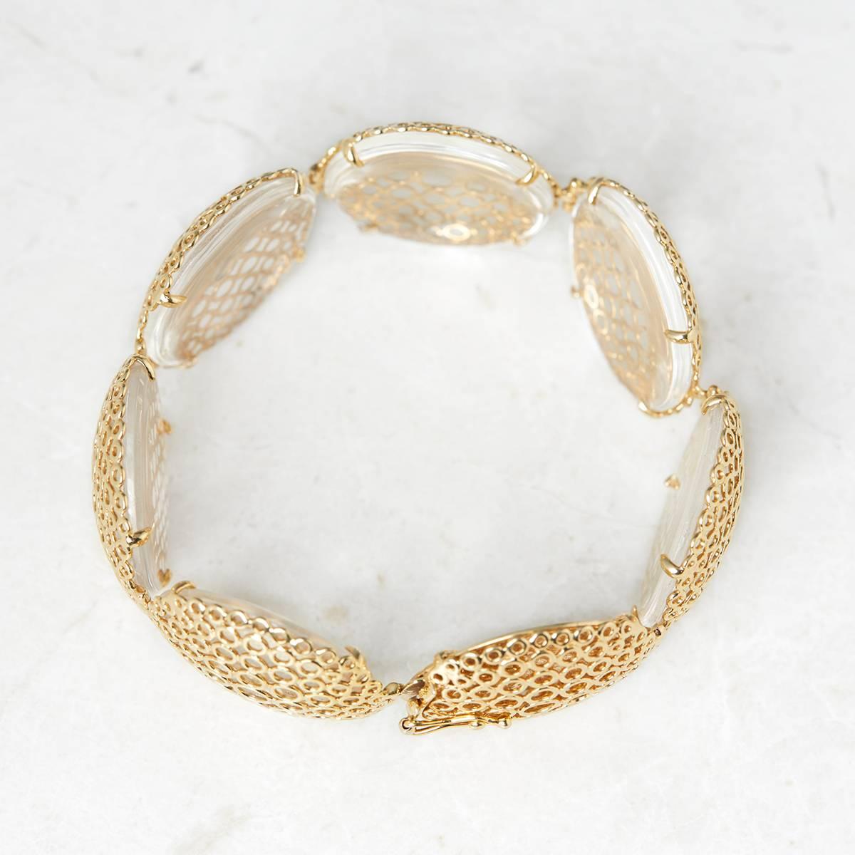 Carla Amorim 18 Karat Yellow Gold Cabochon Clear Crystal Quartz Bracelet 3