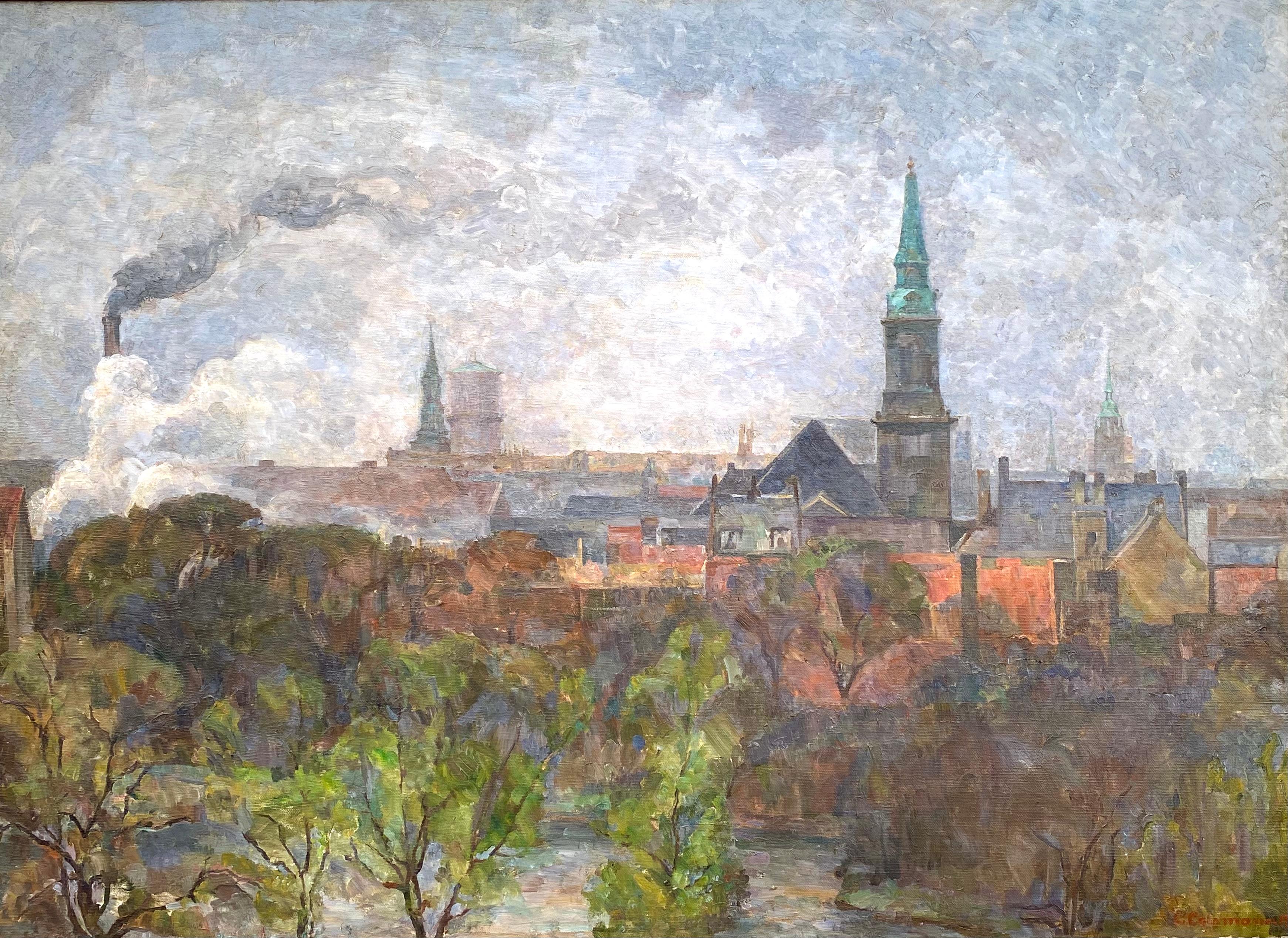 “Copenhagen seen from Amager” - Painting by Carla Colsmann Mohr