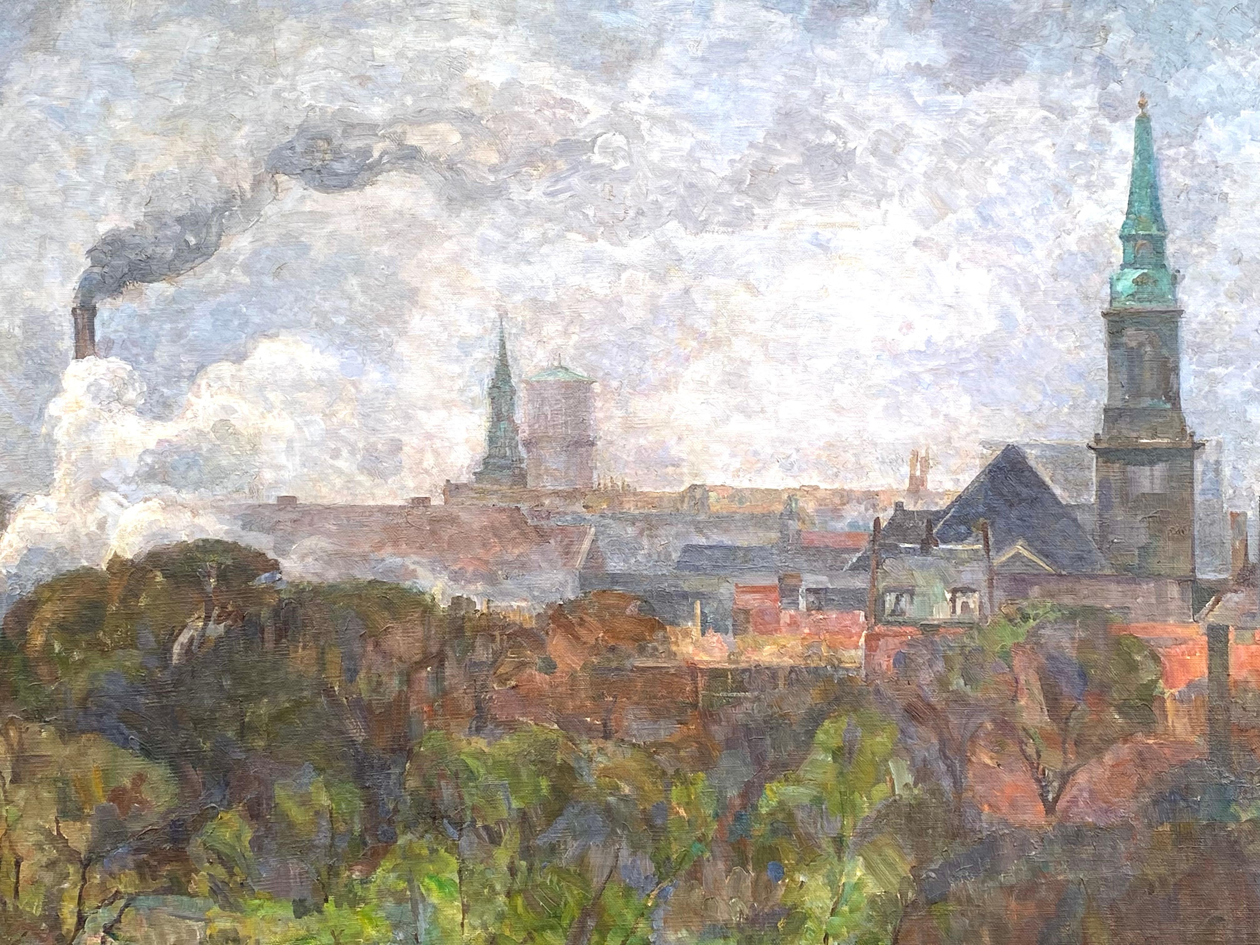 “Copenhagen seen from Amager” - Post-Impressionist Painting by Carla Colsmann Mohr