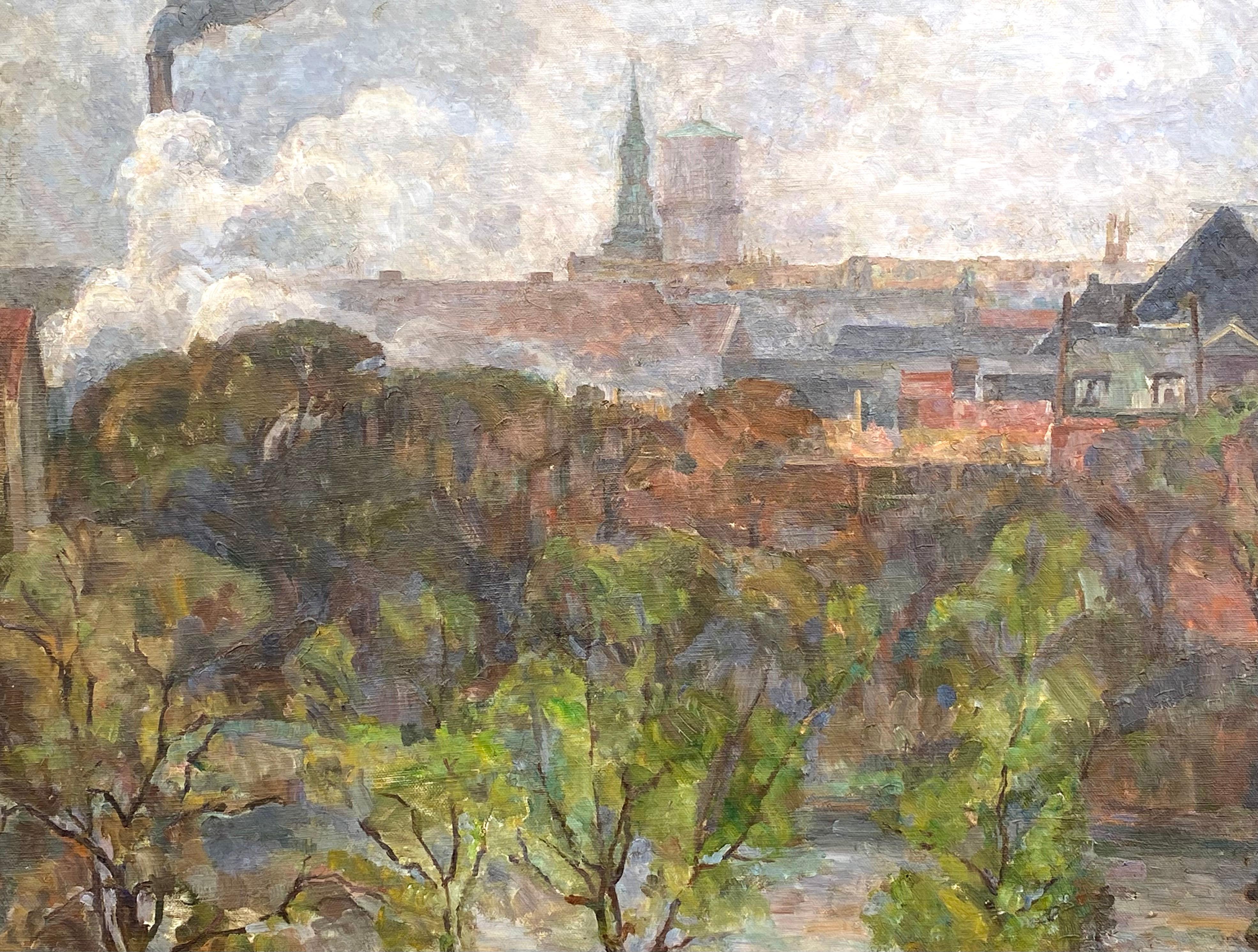 “Copenhagen seen from Amager” - Post-Impressionist Painting by Carla Colsmann Mohr