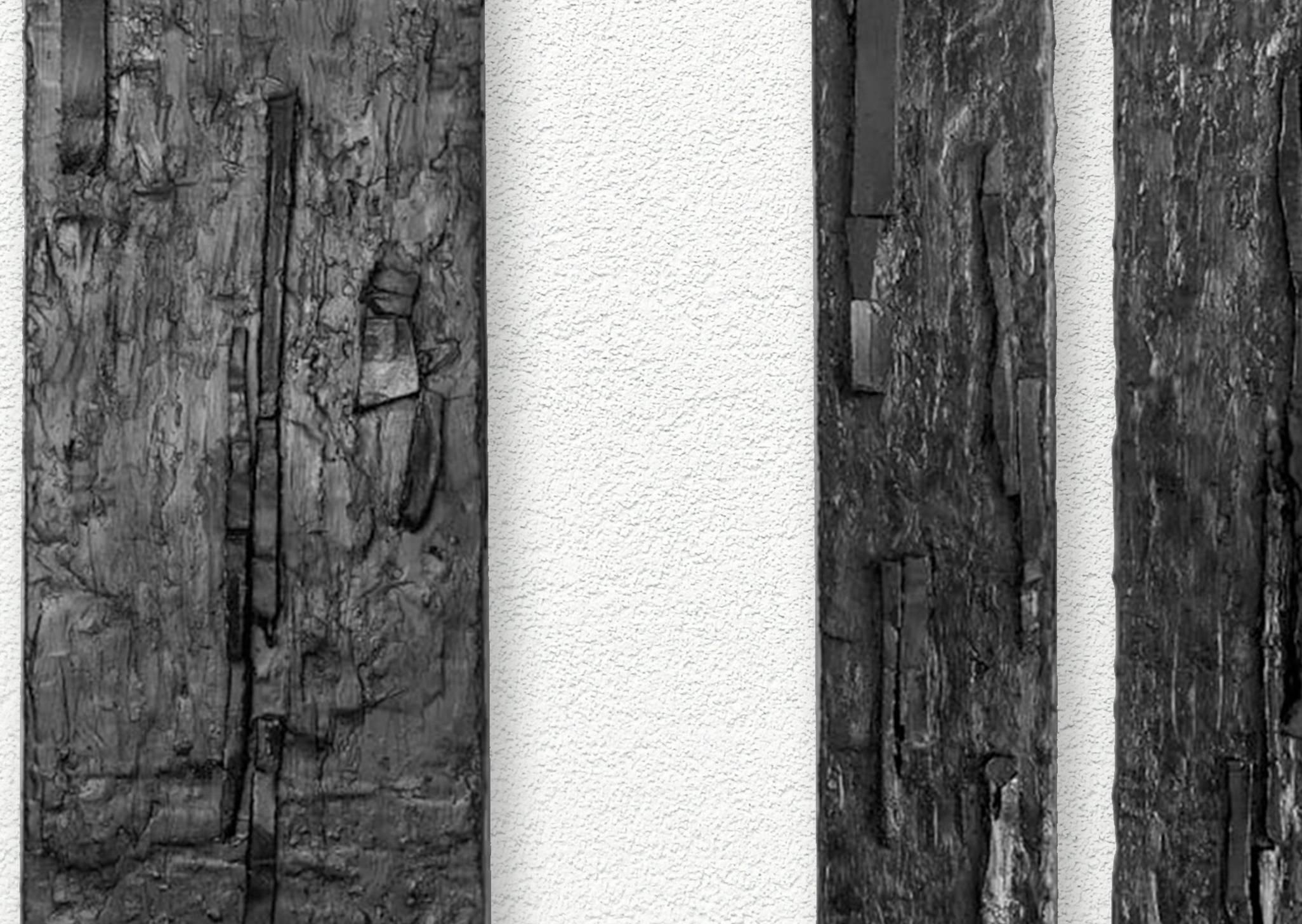 Bark and Reliefs, 2018 By Carla Gimbatti
From the Series Reliefs
Aquaresin and Pigment 
 
Overall Size: 79 H x 33 W in.
Individual Size:
(Bark) 79 H x 16.5 W in. 
(Reliefs) 79 H x 8.3 W in. each

_____
After graduating from university in Argentina,