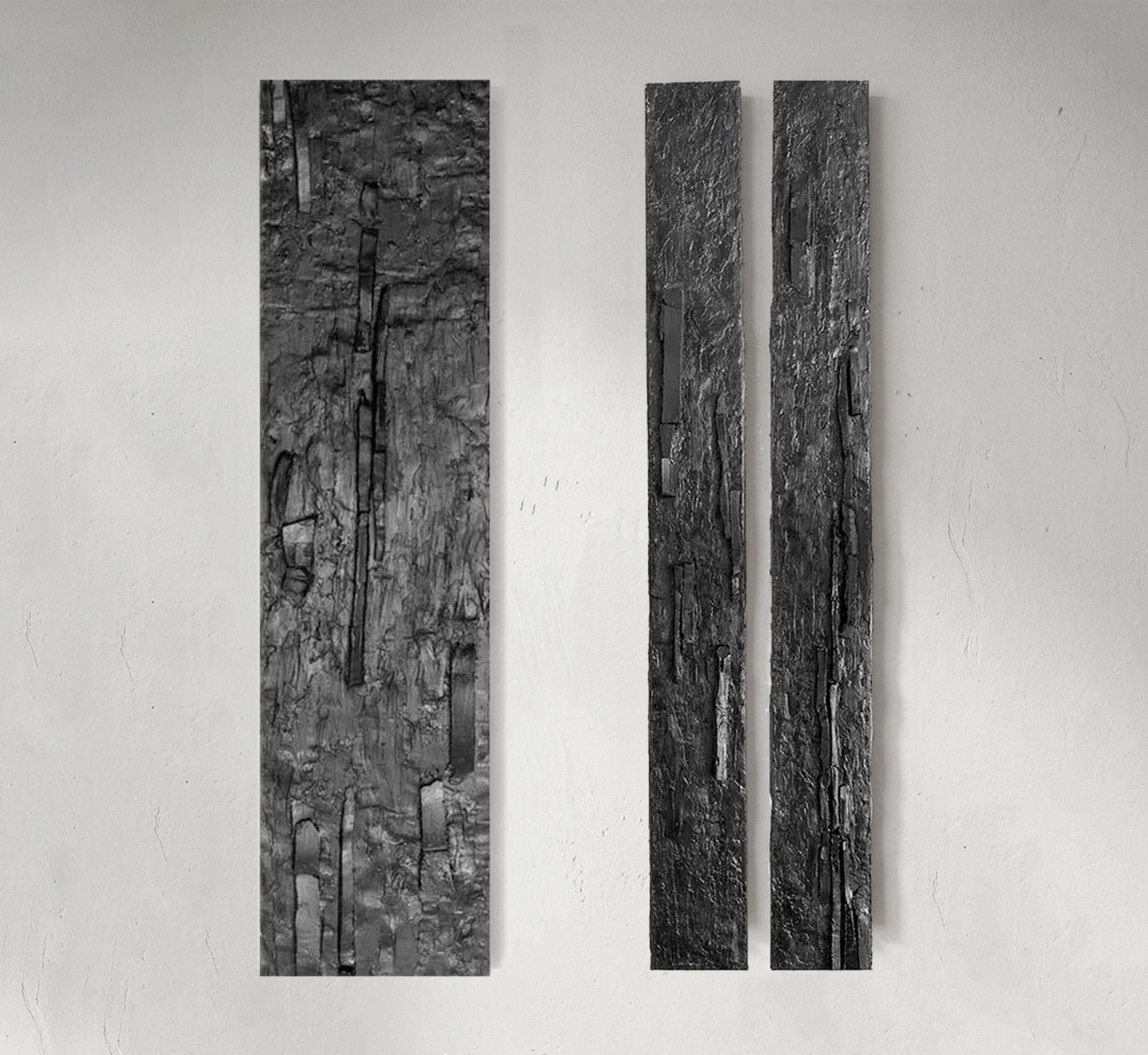 Bark and Reliefs Abstract Geometric Wall Sculpture, Resin