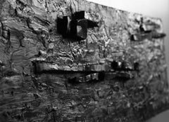 Sculpture murale en écorce, géométrique abstraite, résine et pigment