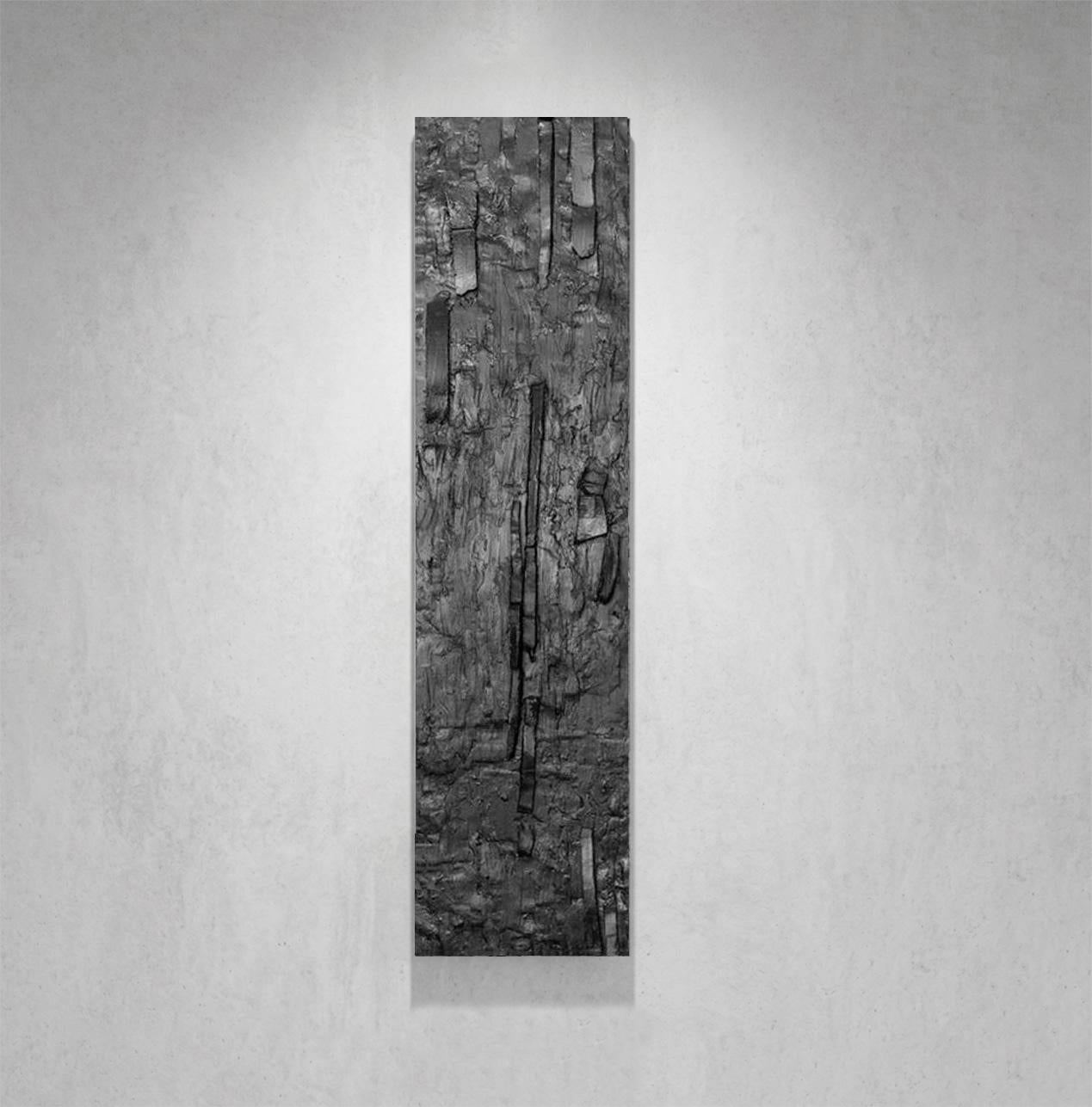 Bark Wall Sculpture, Abstract Geometric, Resin and Pigment
