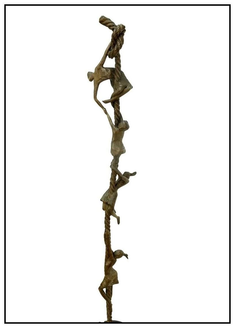 Carla Lavatelli Original Bronze Sculpture Signed Children Rope Large Full Round 3
