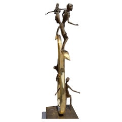 Scultura in bronzo per interni di grandi dimensioni Playful Girls