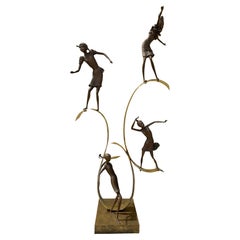 Untitled Large Bronze Sculpture Of Four Playful Girls