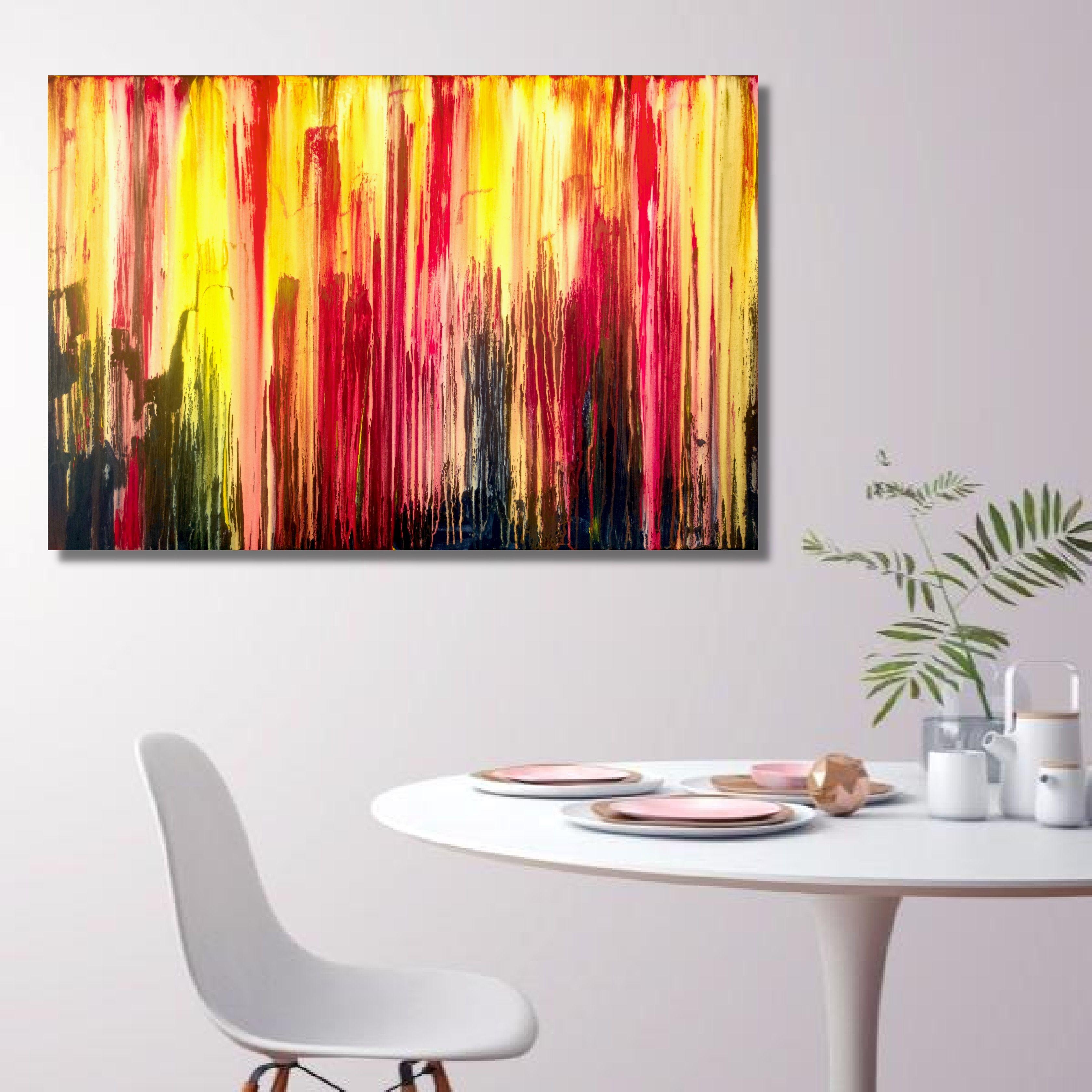 This is a one of a kind painting, an absolutely spontaneous, vibrant and unique creation by me, Carla S├í Fernandes.    This high quality acrylic painting is done on gallery wrapped canvas, with no need for framing, as the edges are painted. You