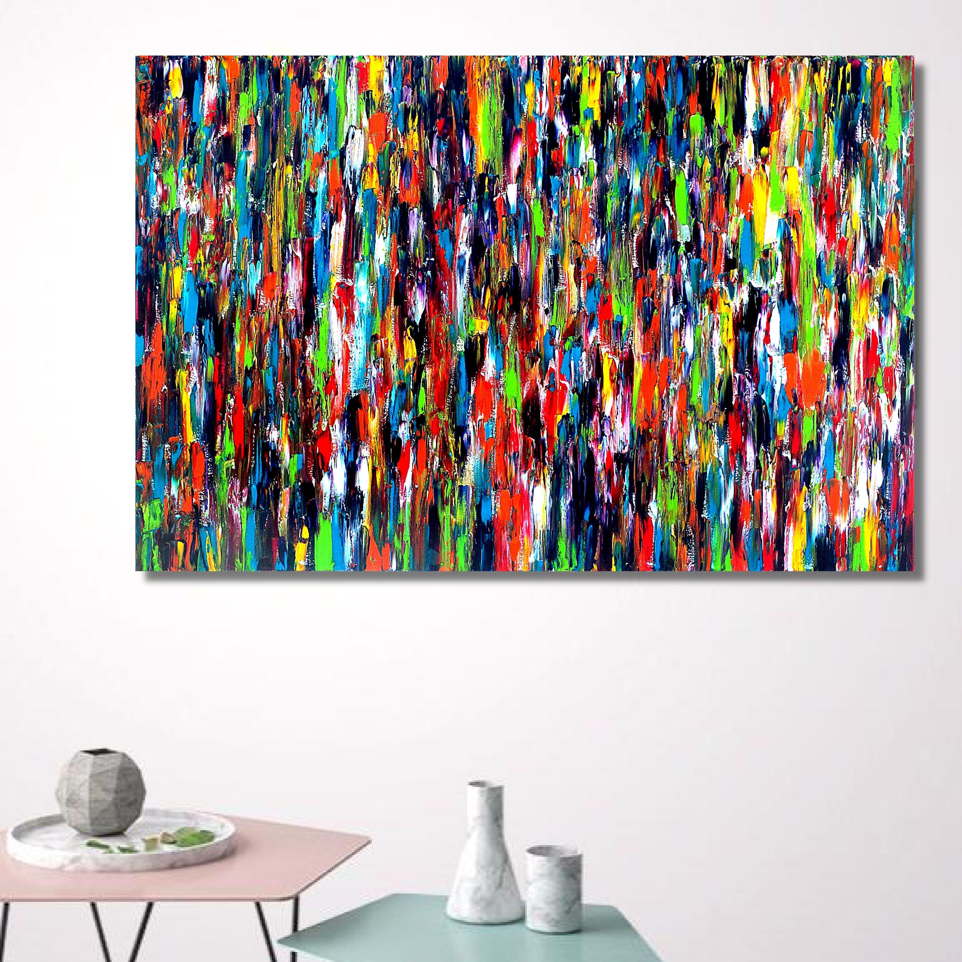 This is a one of a kind painting, an absolutely spontaneous, vibrant and unique creation by me, Carla SÃ¡ Fernandes.     This high quality oil painting is done on gallery wrapped canvas, with no need for framing, as the edges are painted. You will