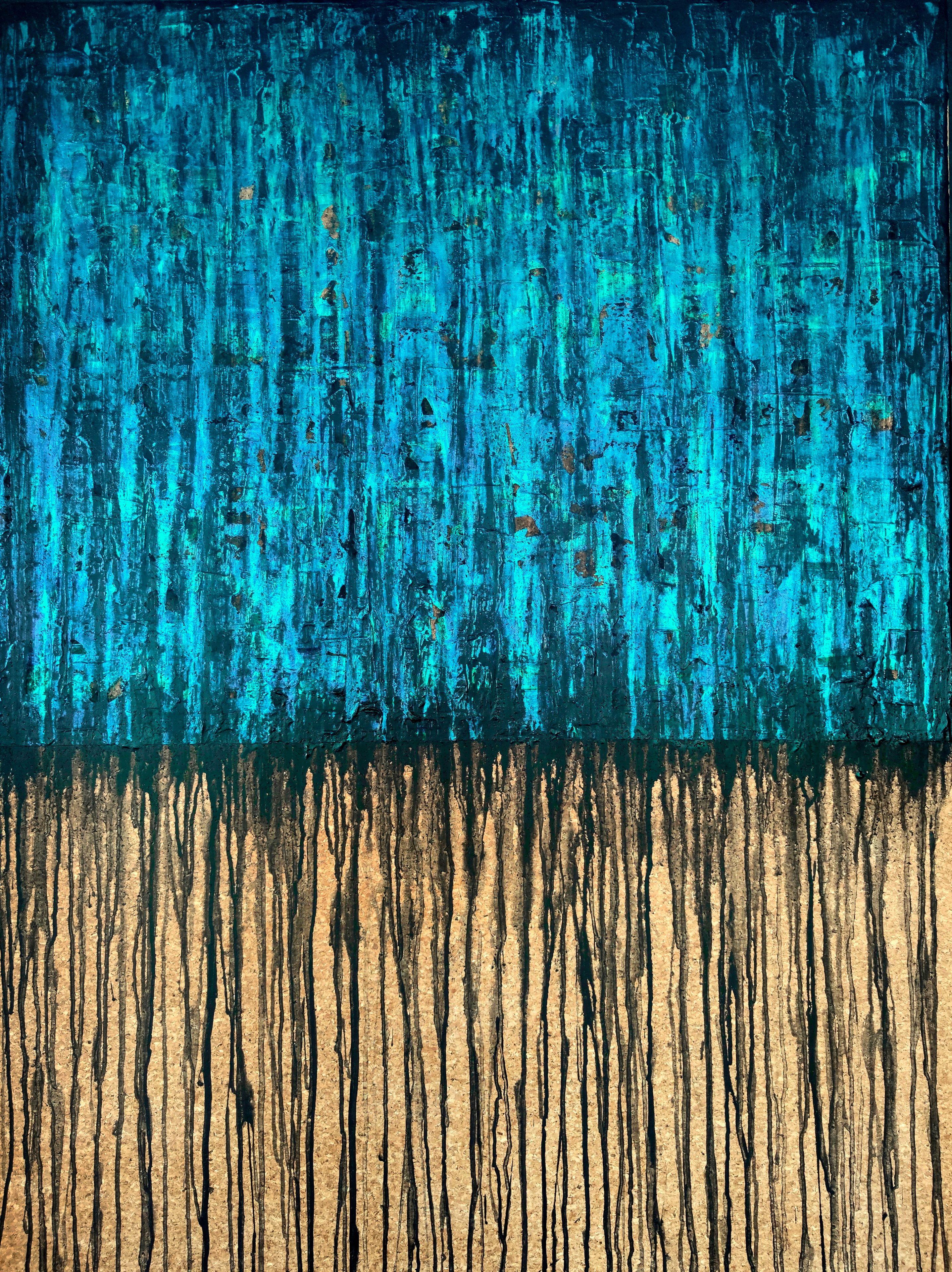 Carla Sá Fernandes Abstract Painting - Black Blue Aqua No. 1, Painting, Acrylic on Canvas