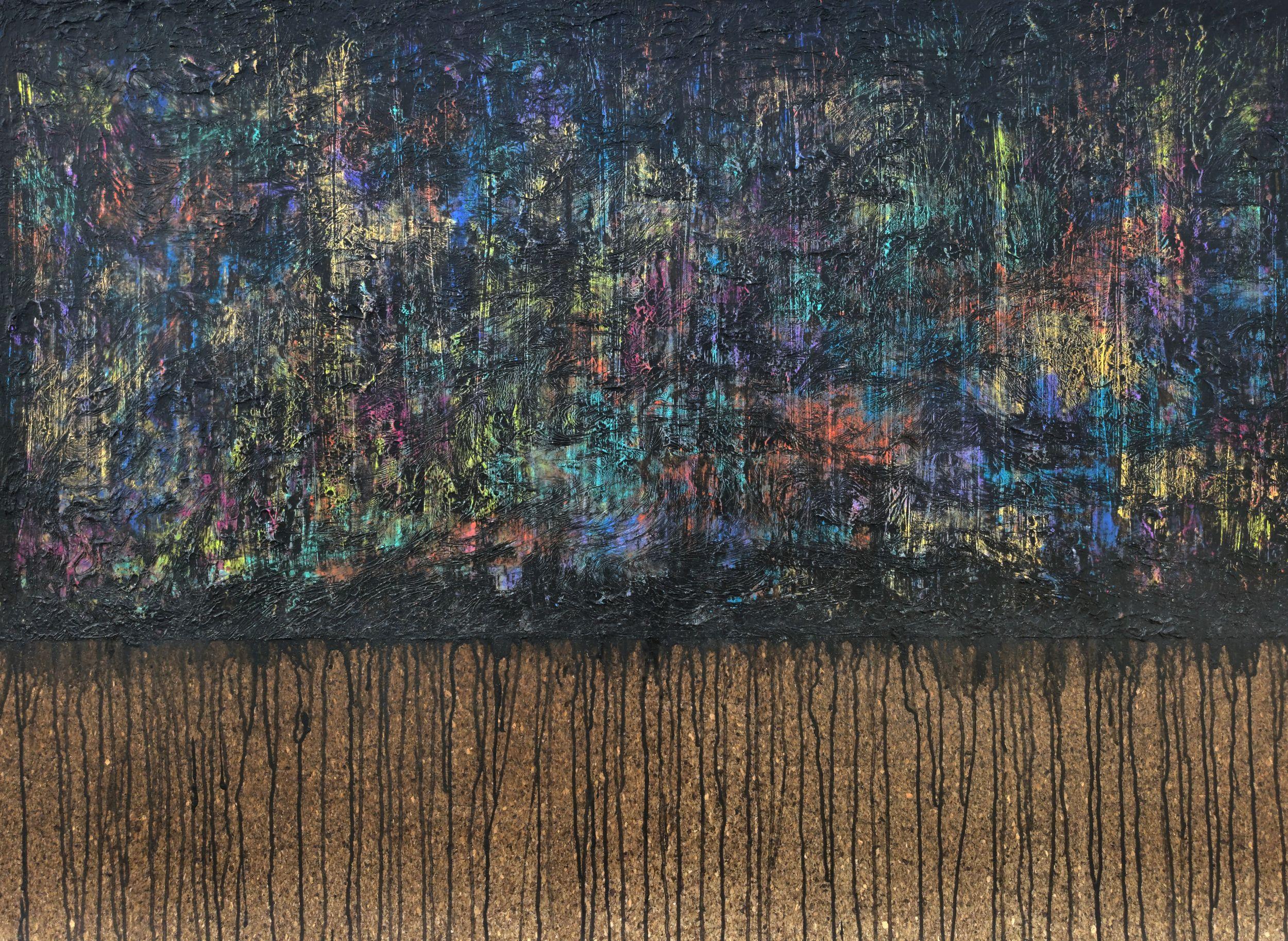 Carla Sá Fernandes Abstract Painting – Schwarzes Variegated No. 2, Gemälde, Acryl auf Anderem