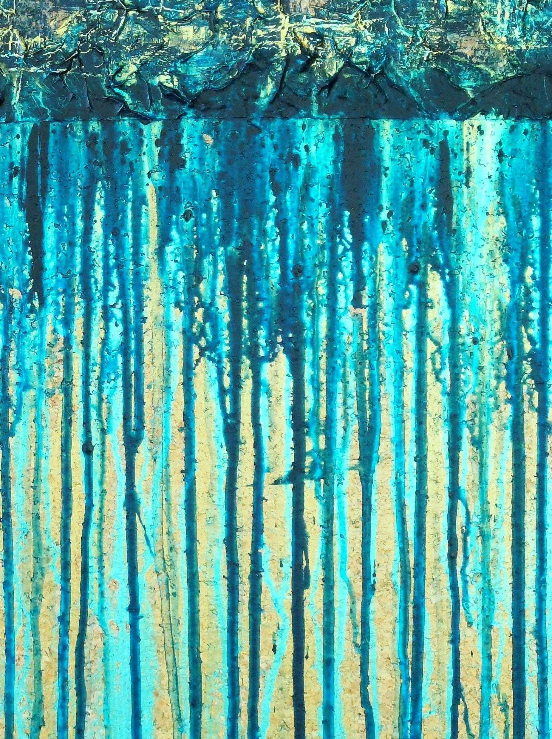 Blaues Gold Nr. 5 (On Cork), Gemälde, Acryl auf Anderem im Angebot 1