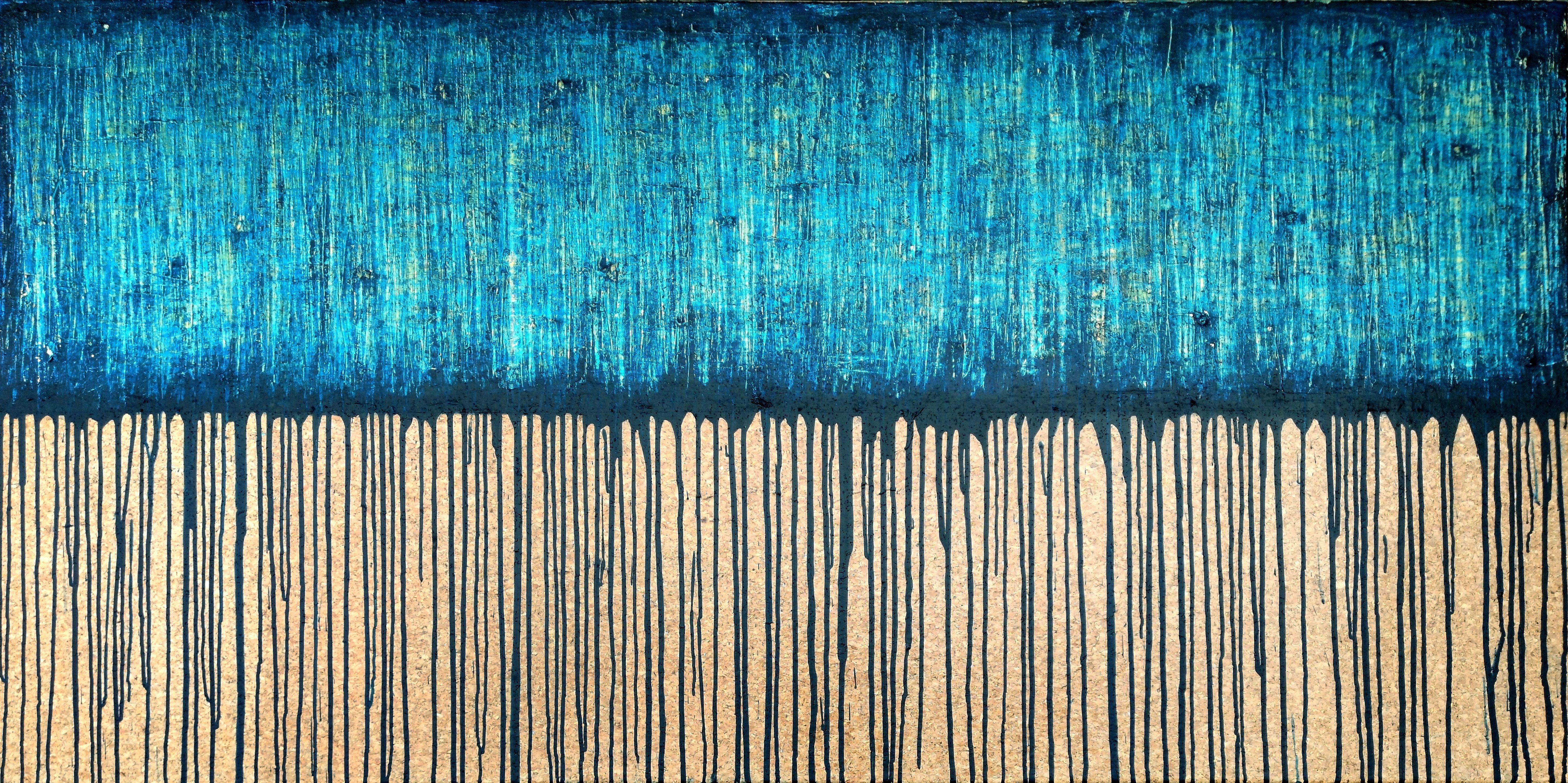 Carla Sá Fernandes Abstract Painting – Blaue Blau Nr. 2 (On Kork), Gemälde, Acryl auf anderen