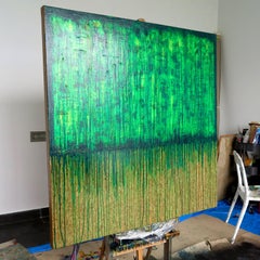 Peinture vert n° 1 (sur liège), huile sur autre