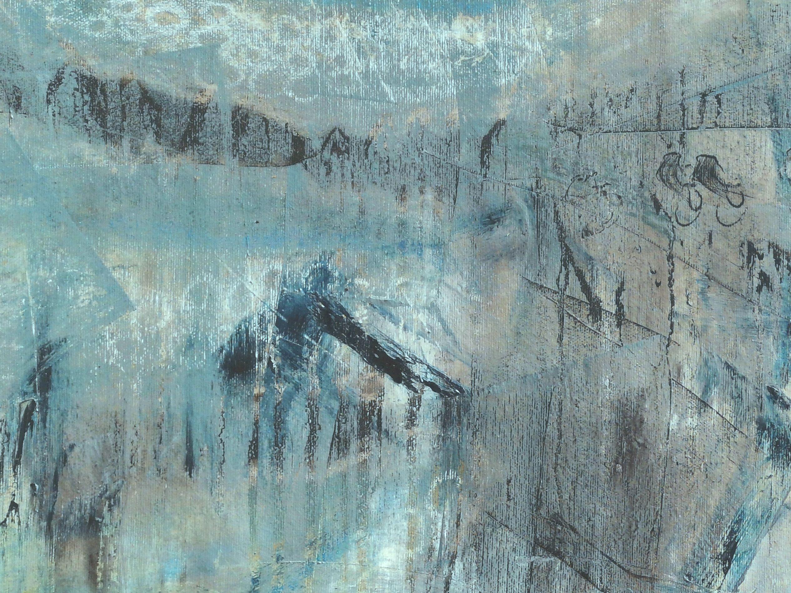 L'appena visibile, Pittura, Olio su tela - Abstract Painting Blu di Carla Sá Fernandes
