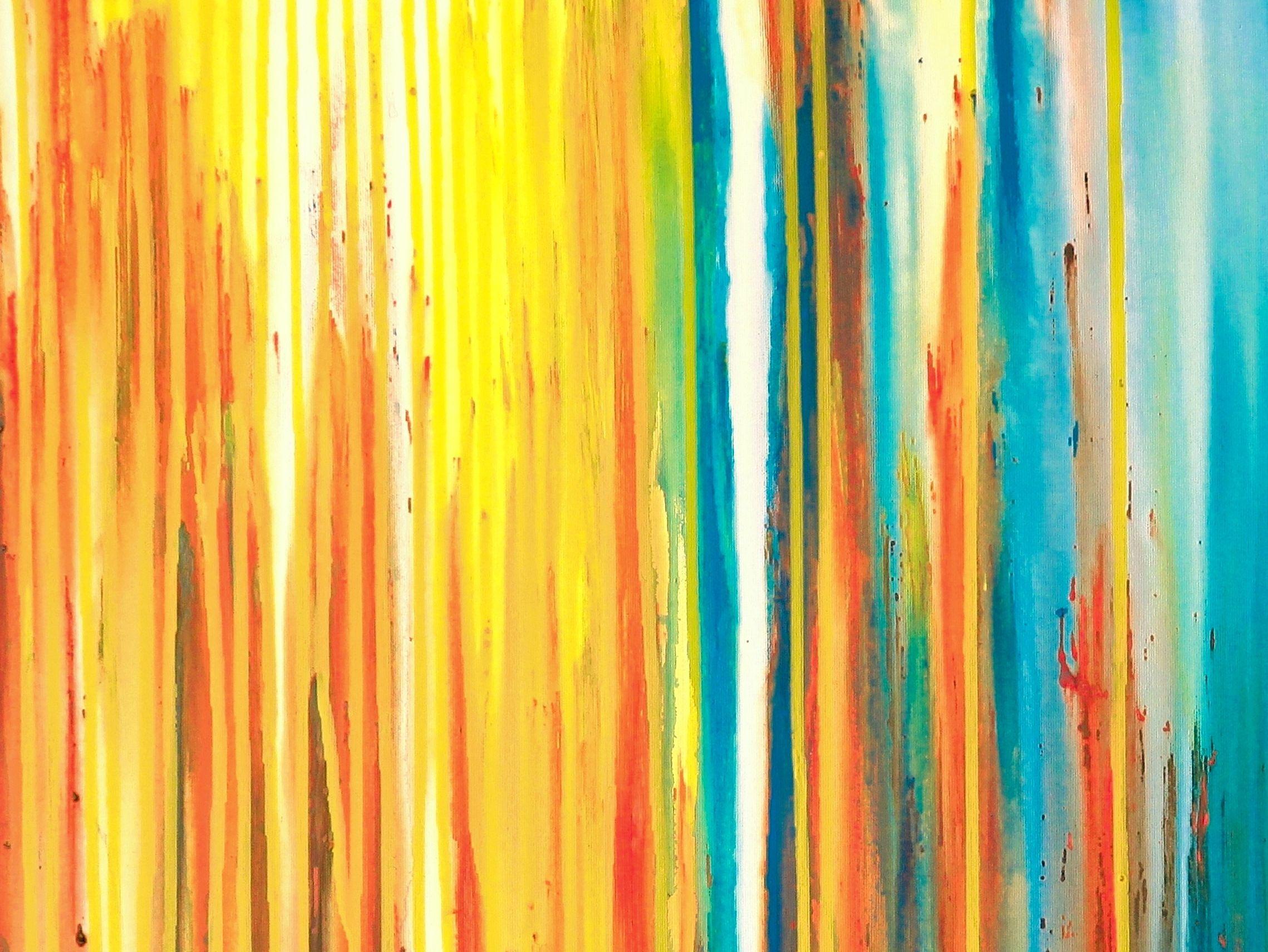 La creazione emotiva #208, Pittura, Acrilico su tela - Abstract Painting Arancia di Carla Sá Fernandes