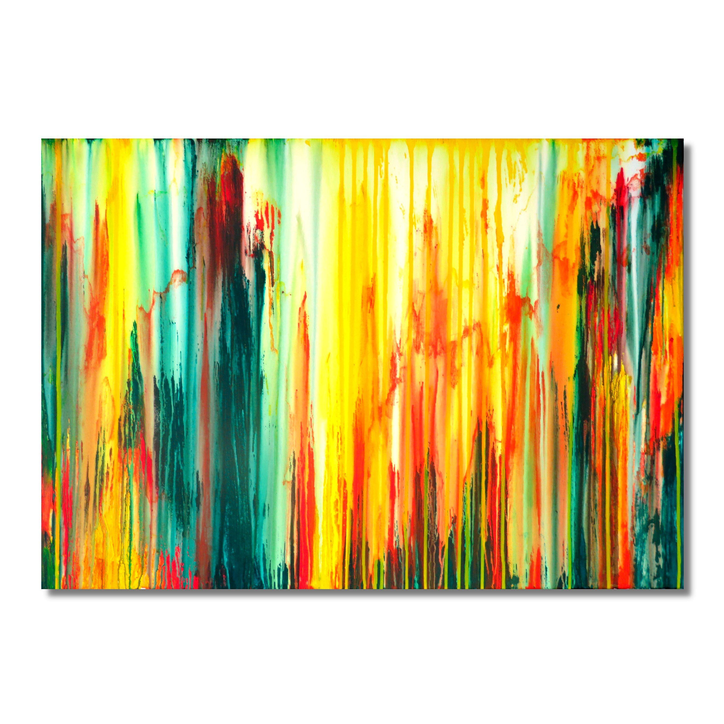 La creazione emotiva #243, Pittura, Acrilico su tela - Abstract Painting Giallo di Carla Sá Fernandes