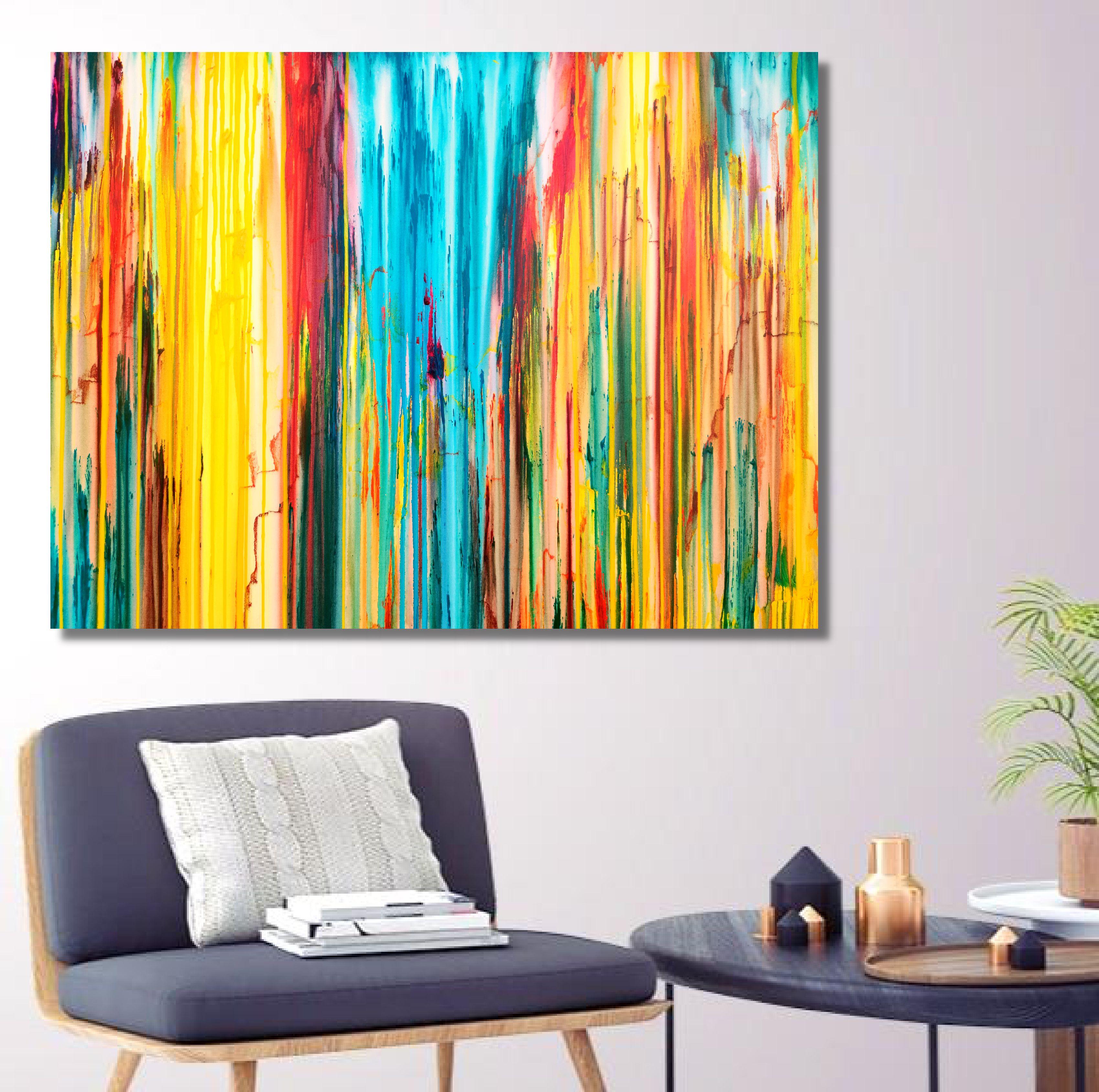 The Emotional Creation #303, Painting, Acrylic on Canvas - Orange Abstract Painting by Carla Sá Fernandes