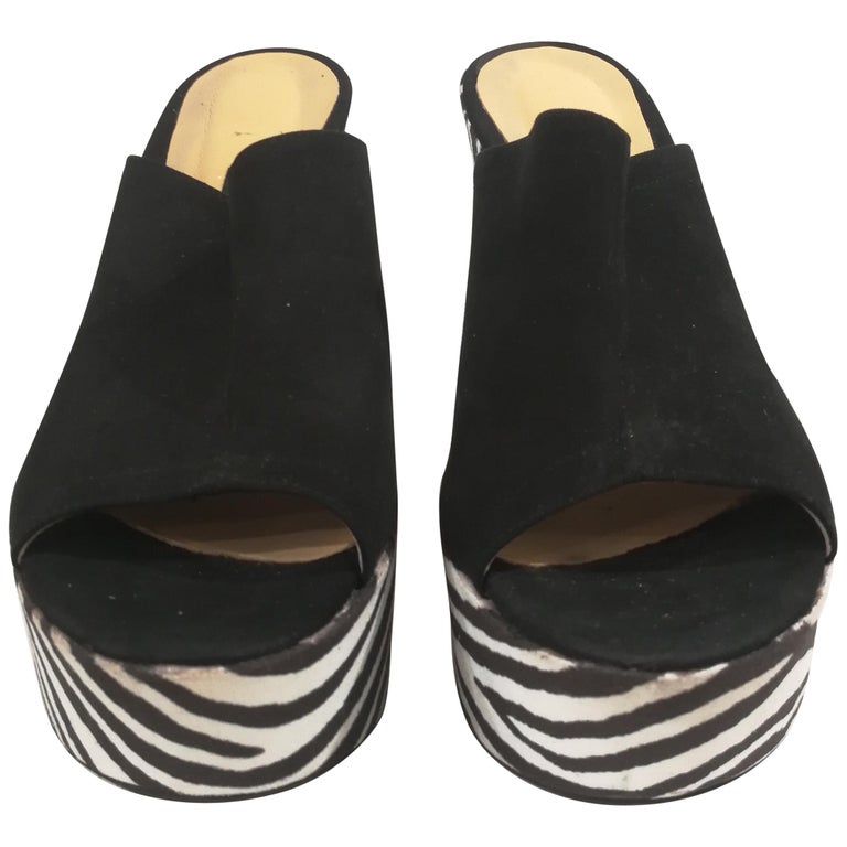zebra wedge heels