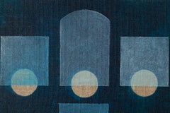 "Grid Study in Prussian Blue 1", Oil on Linen, Patterns, Geometric Abstraction
