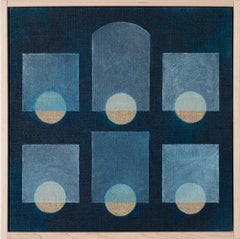 "Grid Study in Prussian Blue 1", Oil on Linen, Patterns, Geometric Abstraction