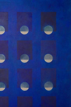 "Winter Grid in French Ultramarine", Blue hues, Geometric Abstraction, Calming