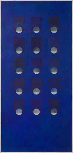 "Winter Grid in French Ultramarine", Blue hues, Geometric Abstraction, Calming