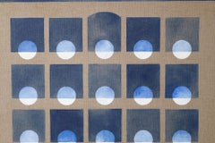 "Winter Grid in Indanthrone Blue 3", Exposed Linen, Geometric Abstraction, Calm
