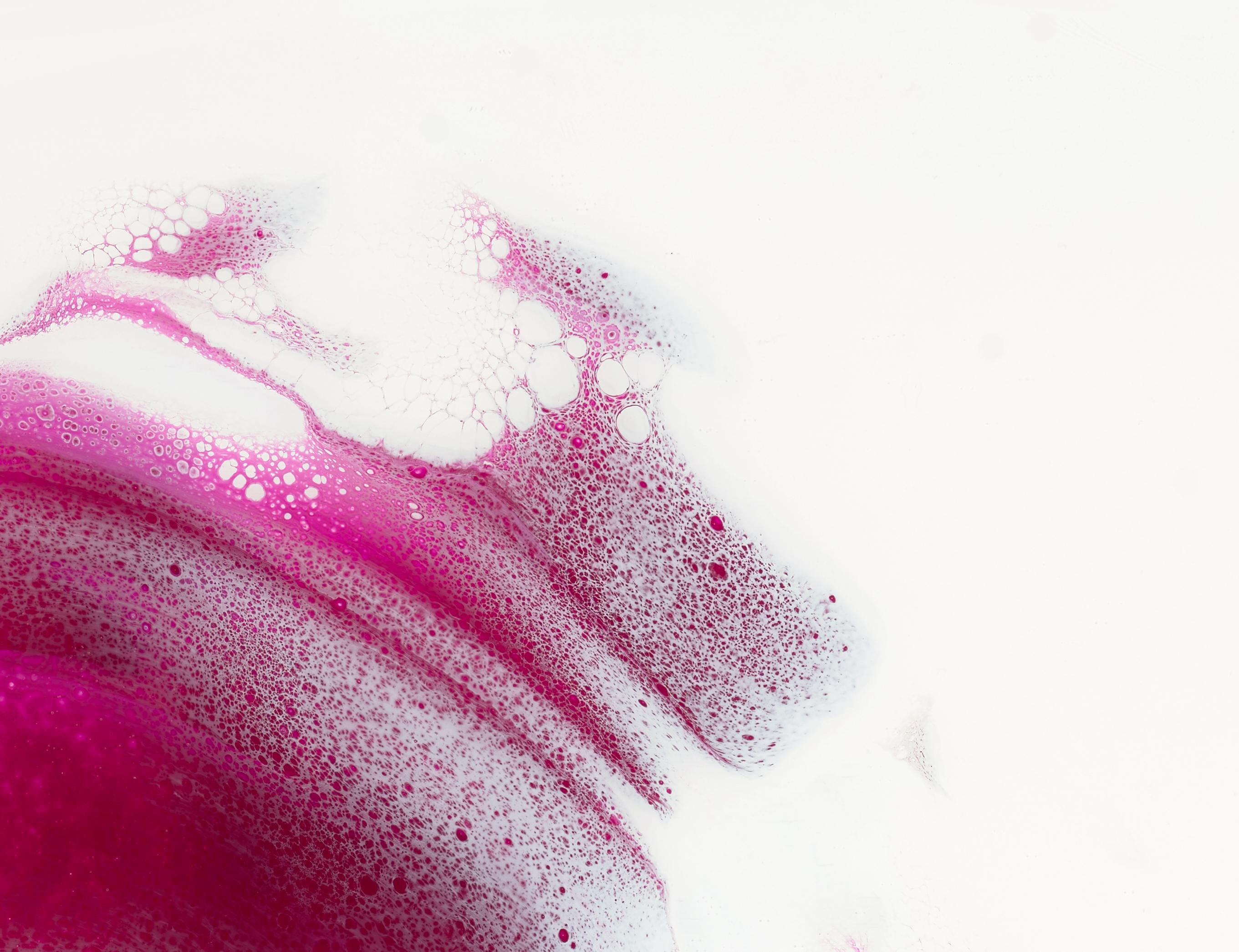 Peinture abstraite contemporaine originale Magenta Sunrise en rose et blanc en vente 2