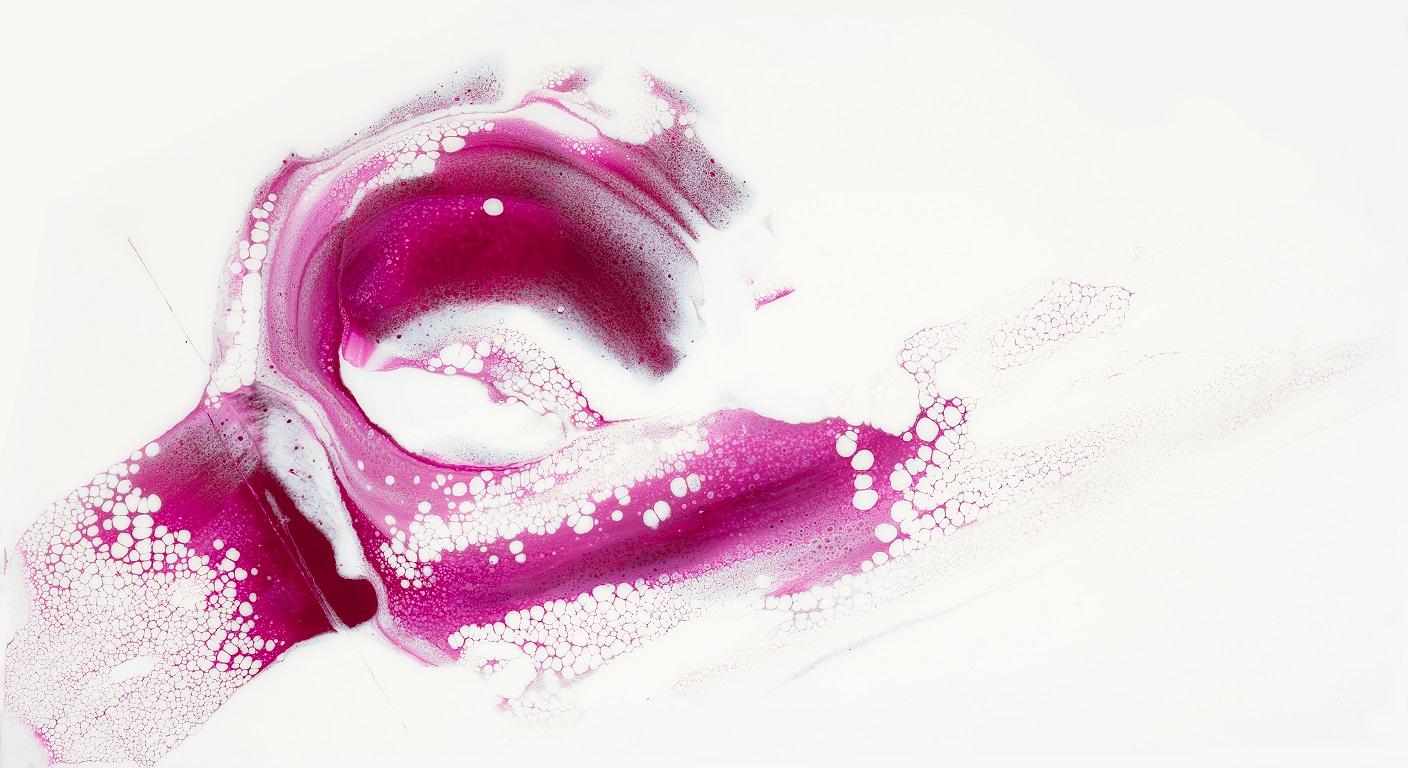 Magenta Sunrise, Originale dipinto astratto contemporaneo di colore rosa e bianco