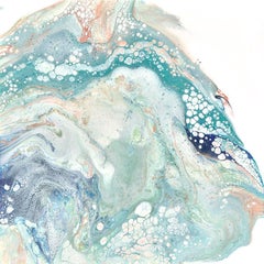 Summer Vacation (01), Original Contemporary Abstract Blue Green Paint Pour