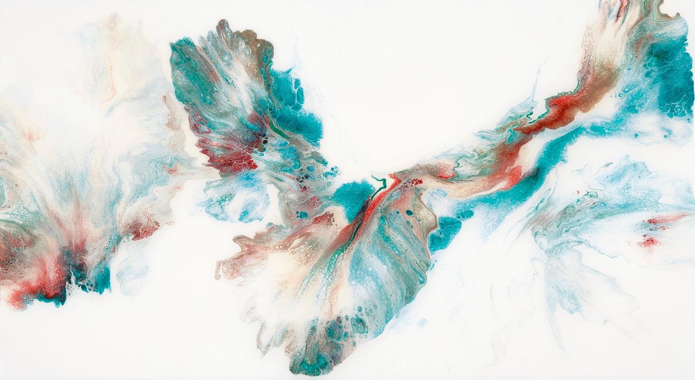 Teal Expressions One, Originale dipinto astratto contemporaneo su pannello di Wood