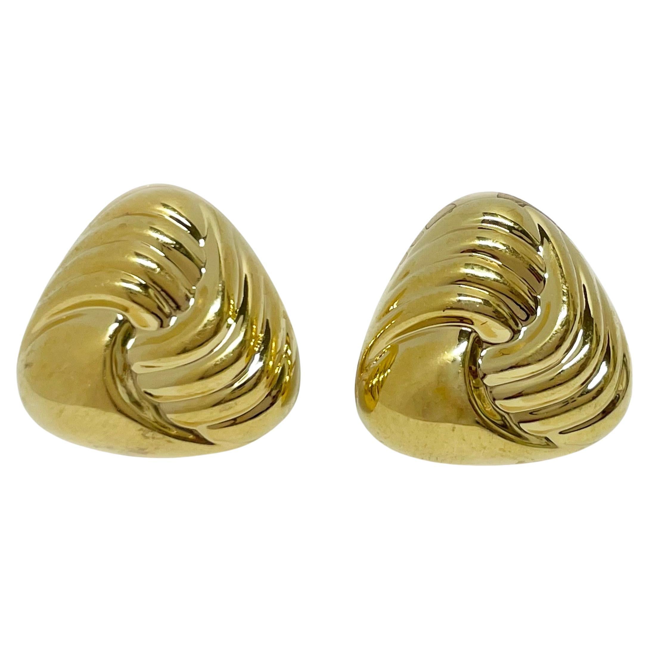 CARLA Yellow Gold Triangle Stud Earrings