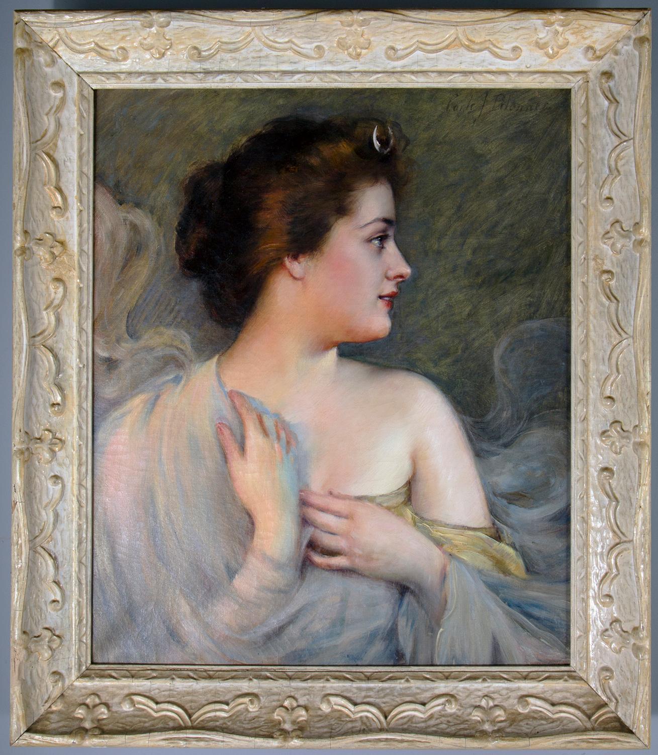 Carle J Blenner Portrait Painting - Lovely Maiden Looking Over Her Shoulder
