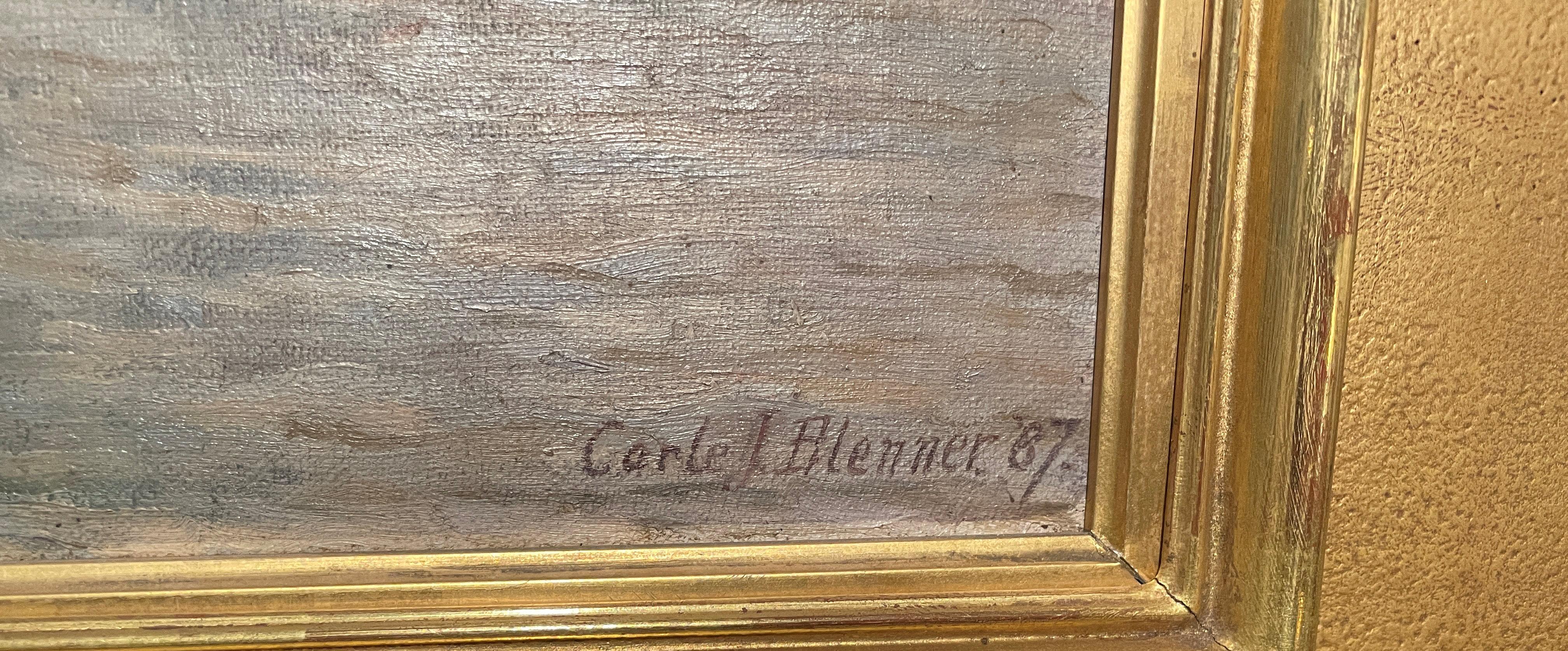 Carle John Blenner (1862 - 1952)
Pont Neuf, Seine, Paris, Frankreich, 1887
Öl auf Leinwand
15 x 22 Zoll
Signiert und datiert unten rechts; betitelt unten links

Carle J. Blenner wurde 1864 in Richmond, Virginia, geboren.  Er wurde in Marburg