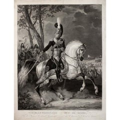 Gravure originale de 1817 par Carle Vernet - Charles Fr̩, Duc de Berri