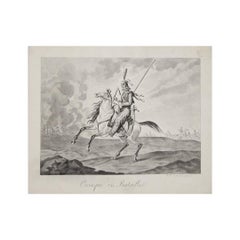 Circa 1820 Carle Vernet Engraving Cossack Horseman Battle Scene