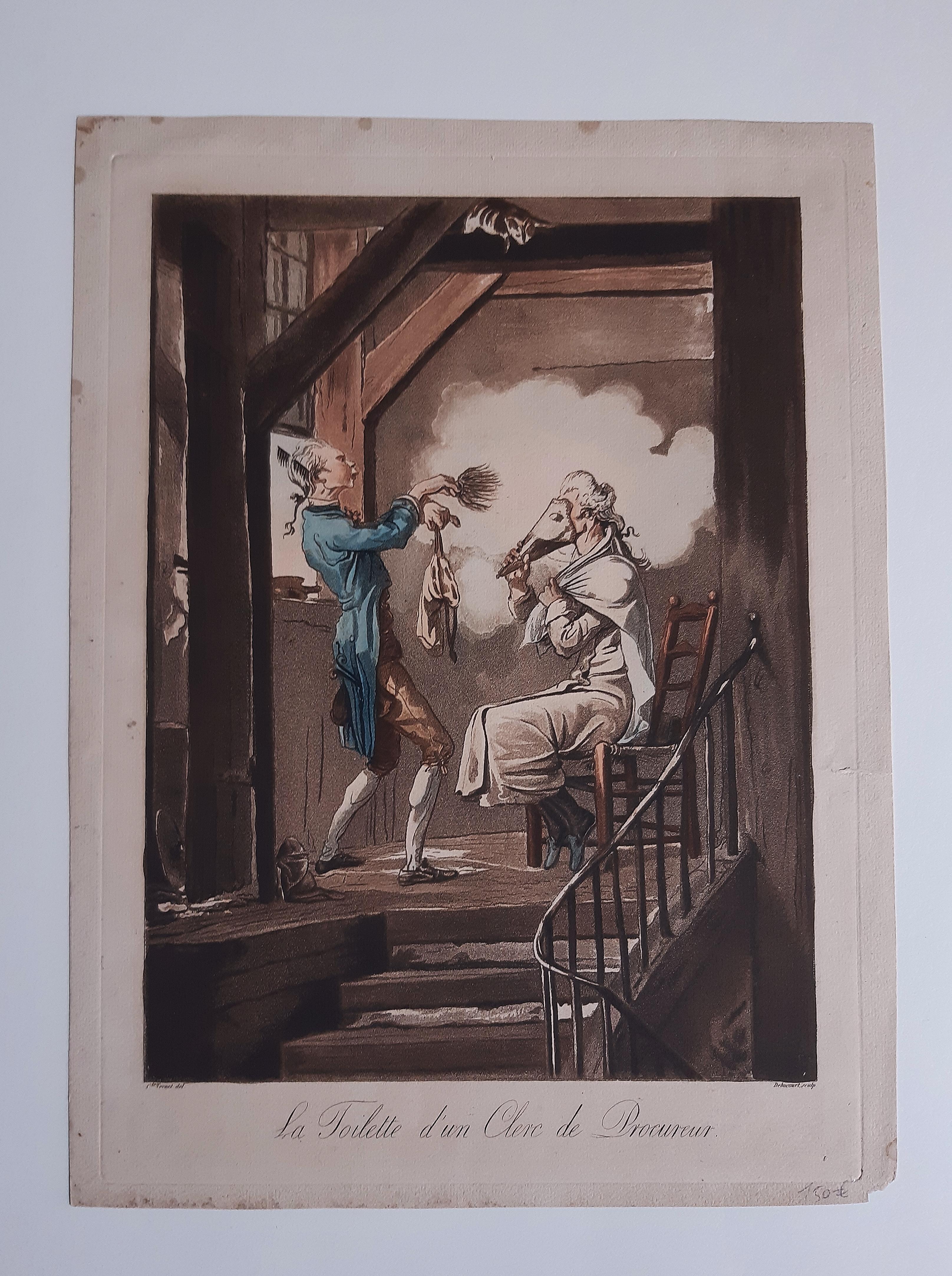 La toilette d’un Clerc de Procureur - Etching and Aquatint by C. Vernet - 1816 - Print by Carle Vernet (Antoine Charles Horace Vernet)