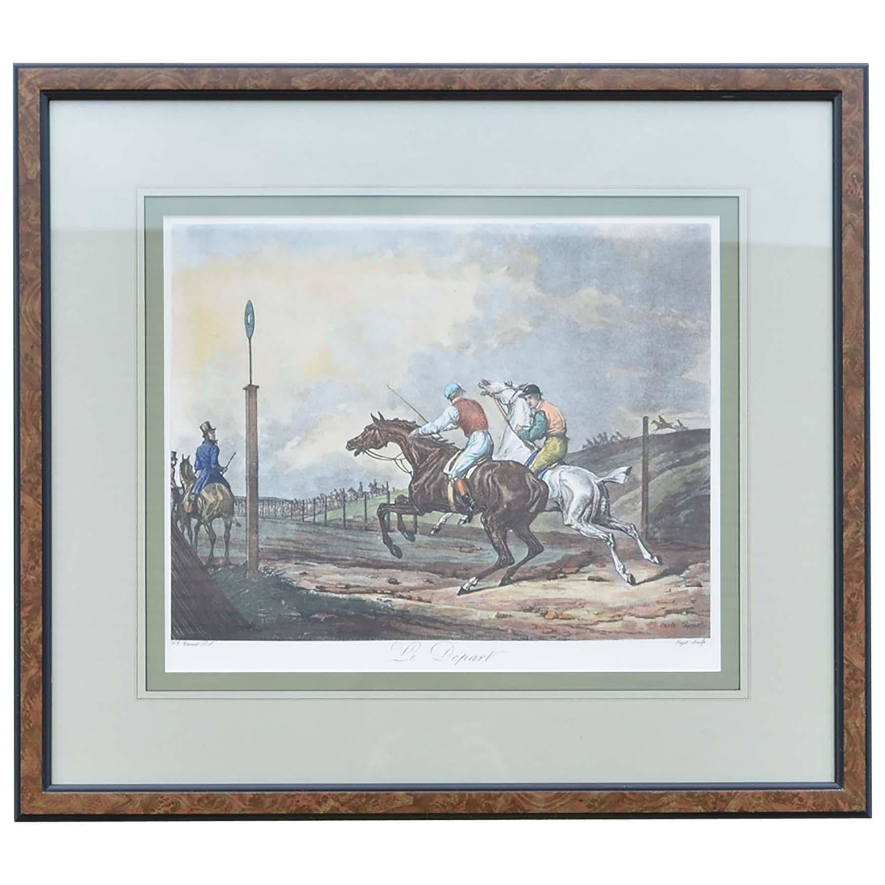 Carle Vernet Le Depart Framed Equestrian Print For Sale