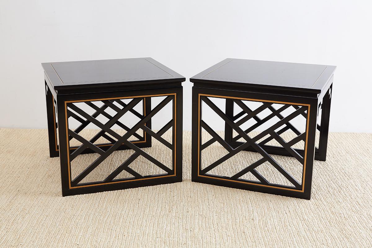 Carleton Varney for Kindel Lacquered Trellis Tables In Good Condition In Rio Vista, CA