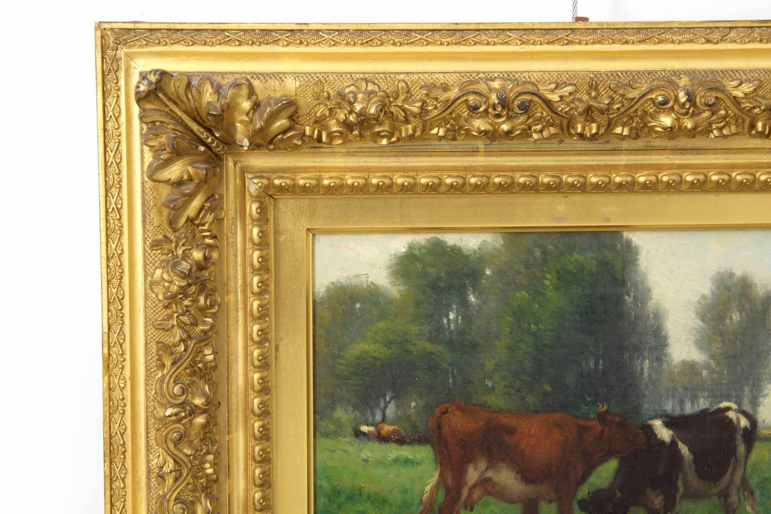 American Carleton Wiggins Landscape Painting of Cows