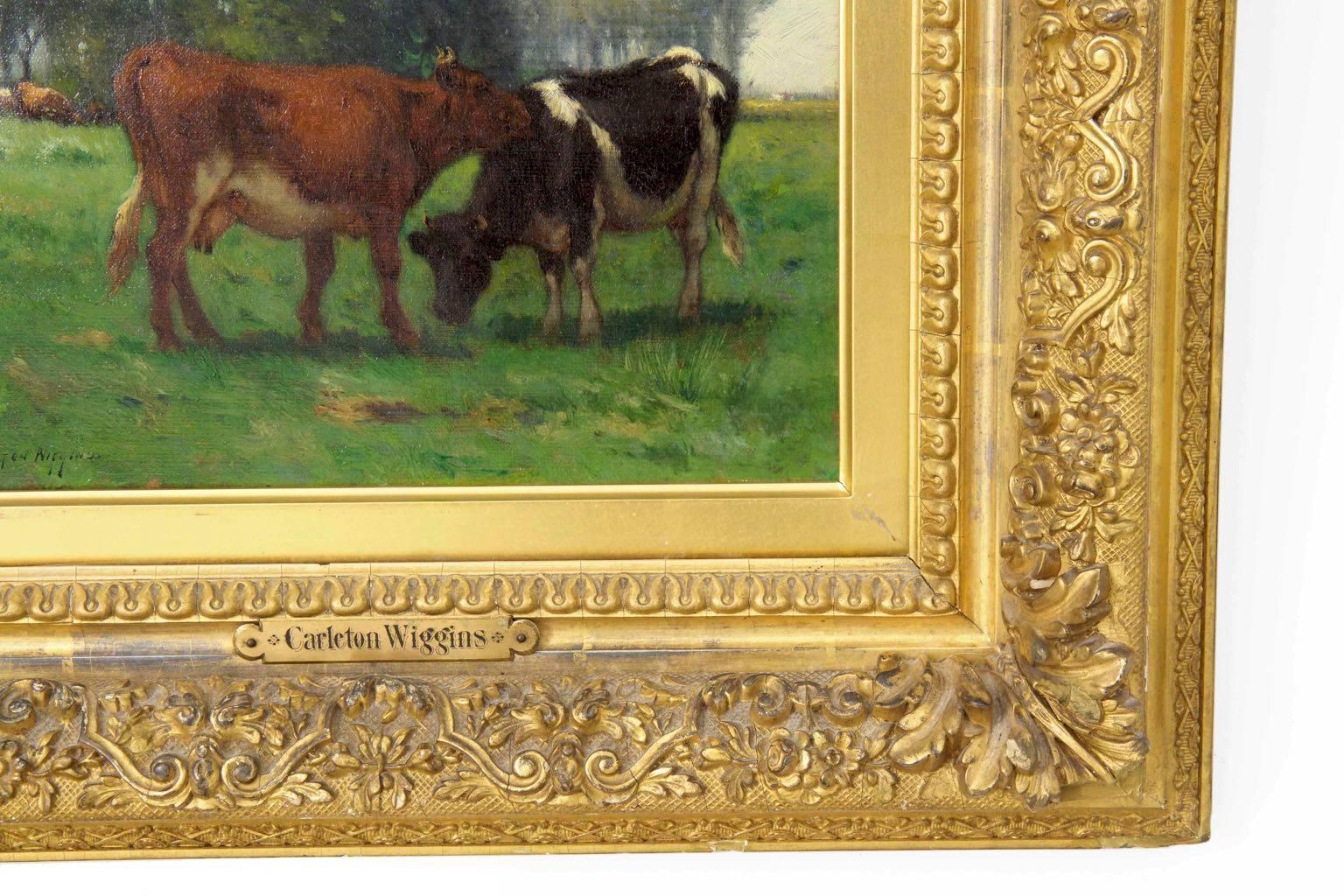 Carleton Wiggins Landscape Painting of Cows In Good Condition In Shippensburg, PA