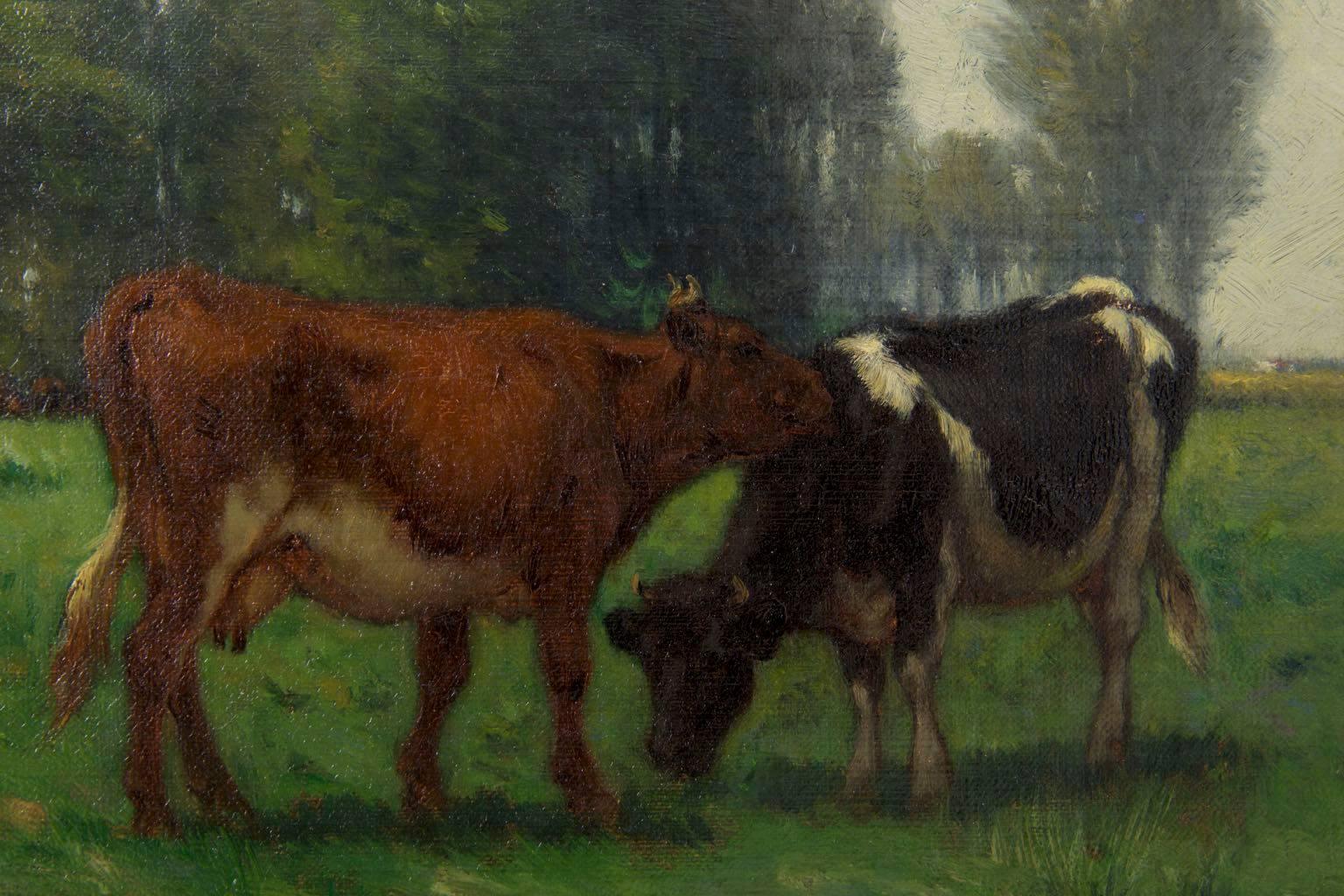 19th Century Carleton Wiggins Landscape Painting of Cows