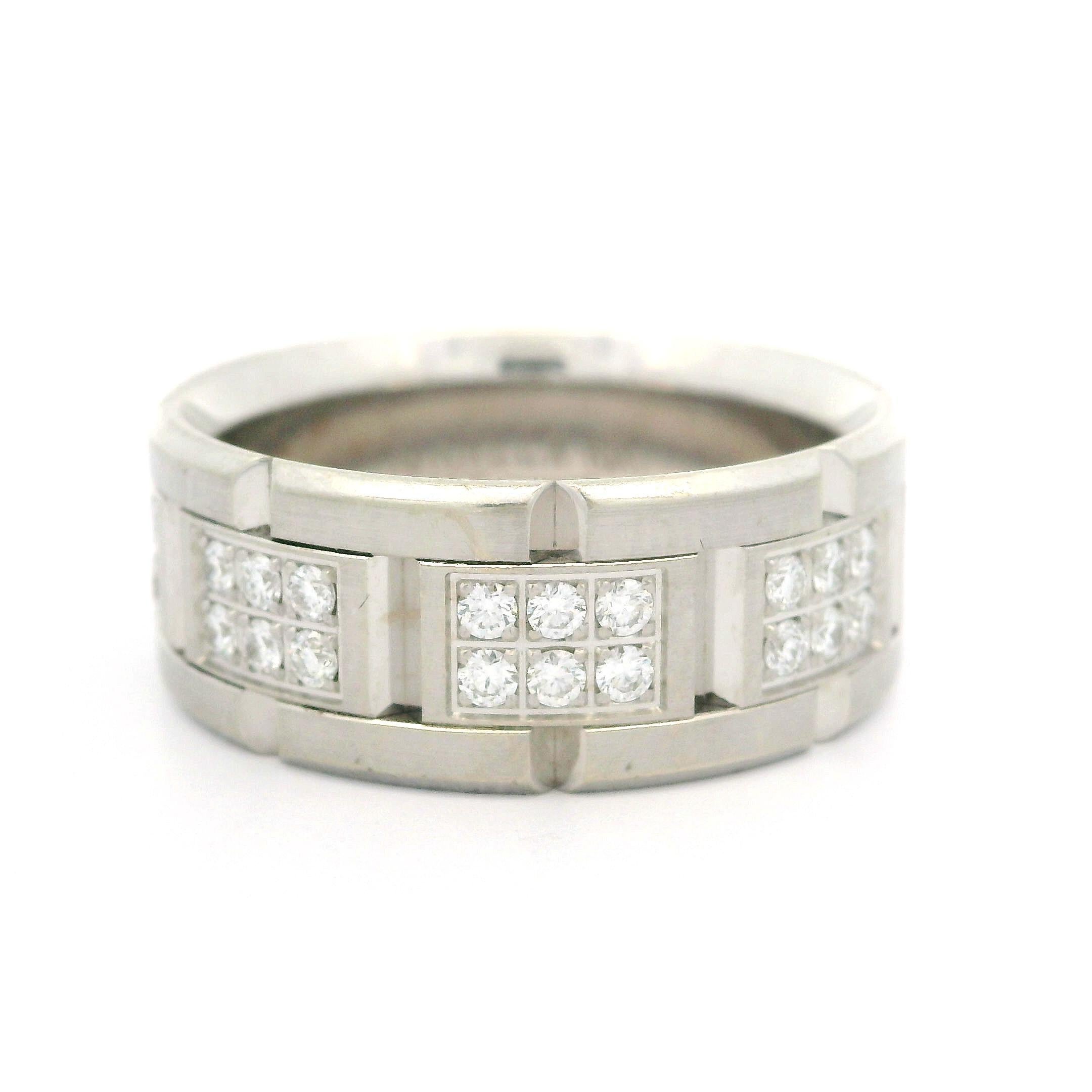 Carlex Homme or blanc 18k 0.75ctw Diamond Brick anneau de mariage 9mm large en vente 5