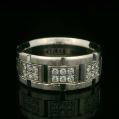 Carlex Men's 18k White Gold 0.75ctw Diamond Brick 9mm Wide Wedding Band Ring