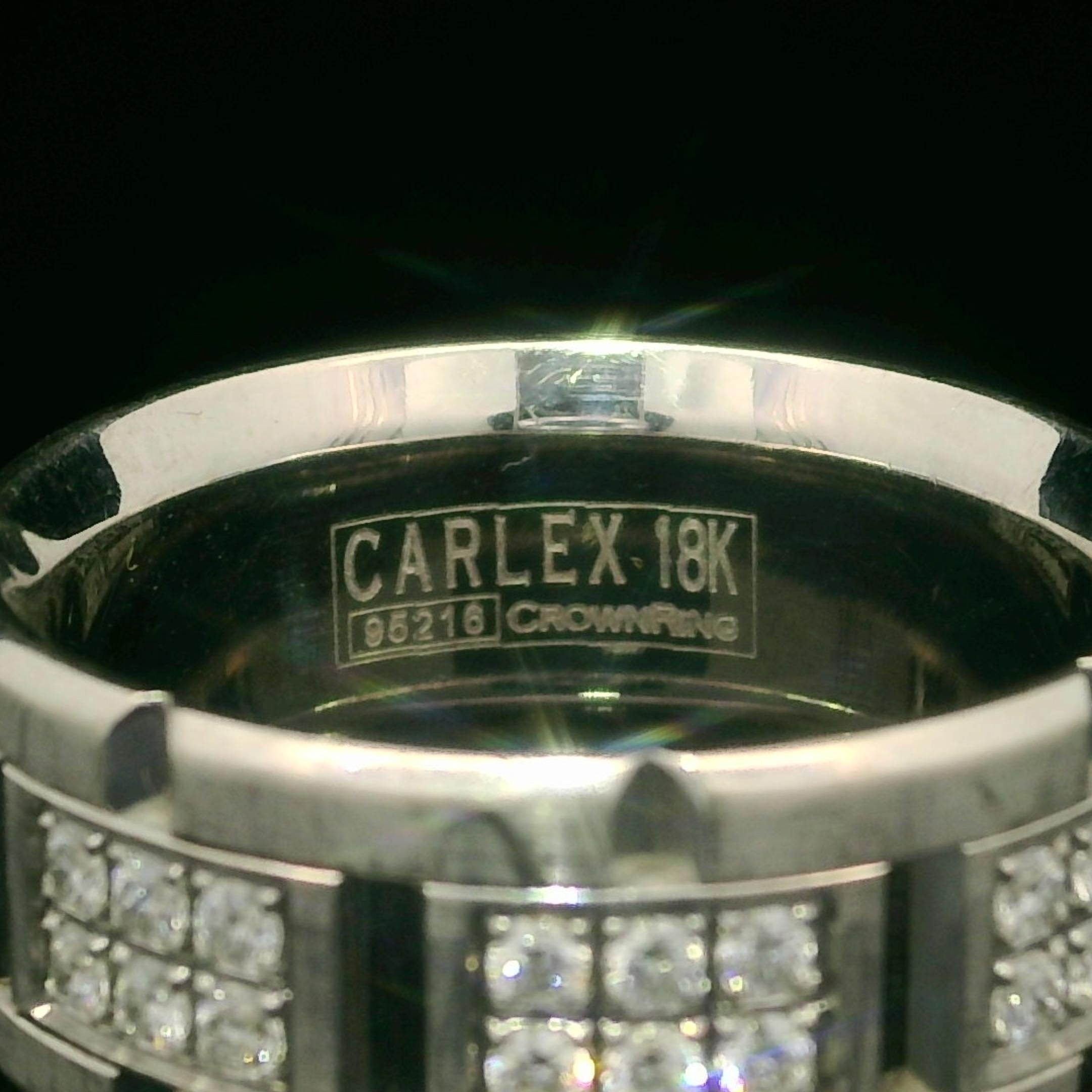 Carlex Homme or blanc 18k 0.75ctw Diamond Brick anneau de mariage 9mm large Bon état - En vente à Montclair, NJ
