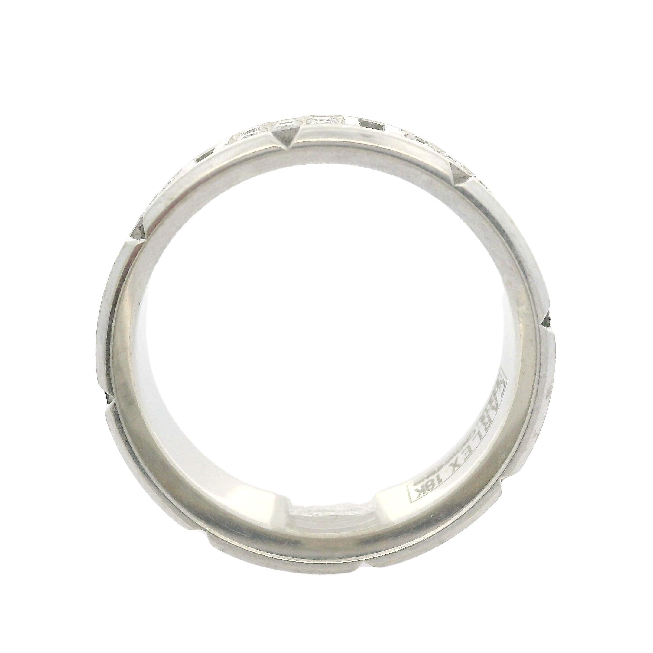 Carlex Homme or blanc 18k 0.75ctw Diamond Brick anneau de mariage 9mm large en vente 3