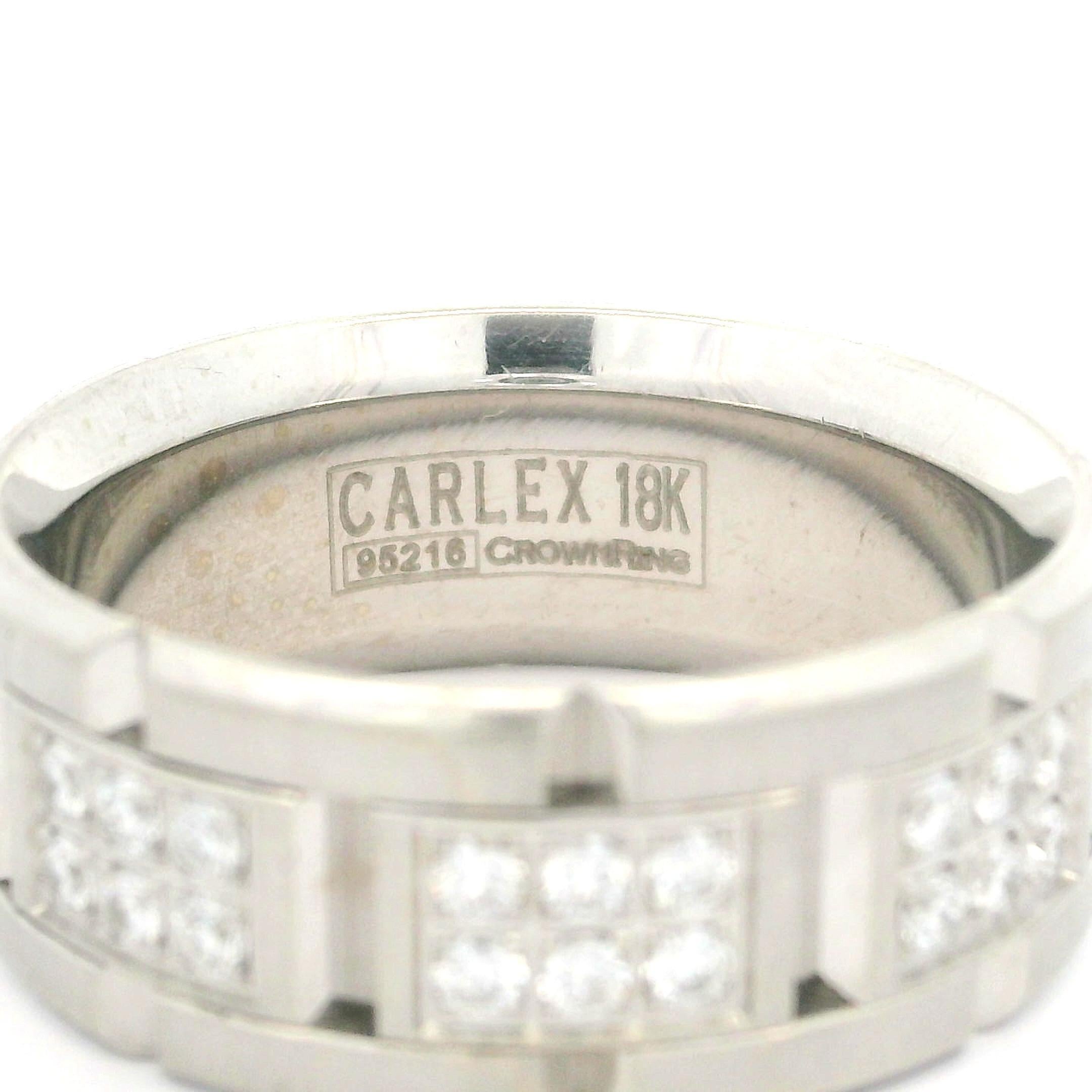 Carlex Homme or blanc 18k 0.75ctw Diamond Brick anneau de mariage 9mm large en vente 4