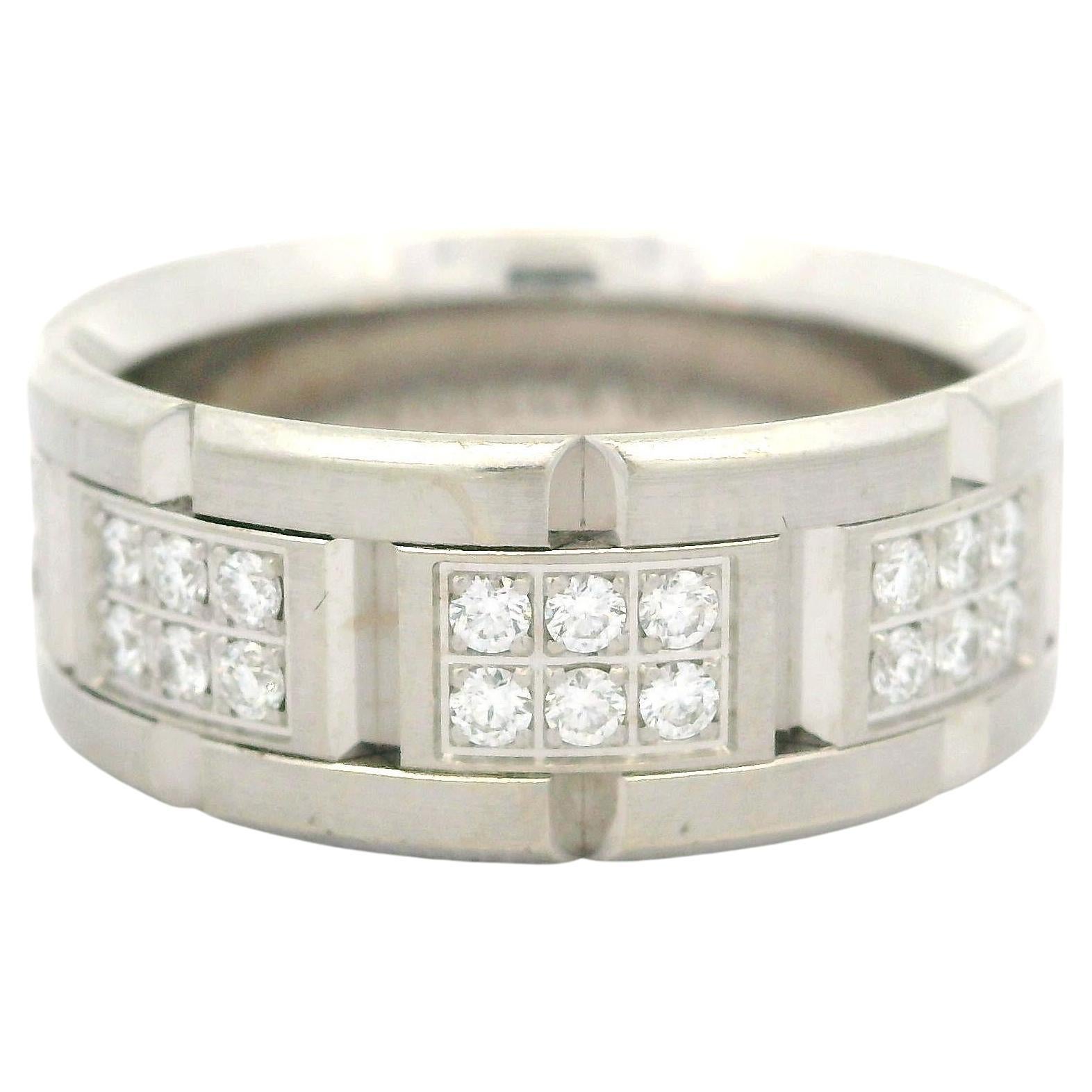 Carlex Homme or blanc 18k 0.75ctw Diamond Brick anneau de mariage 9mm large en vente