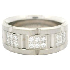 Carlex Men's 18k White Gold 0.75ctw Diamond Brick 9mm Wide Wedding Band Ring